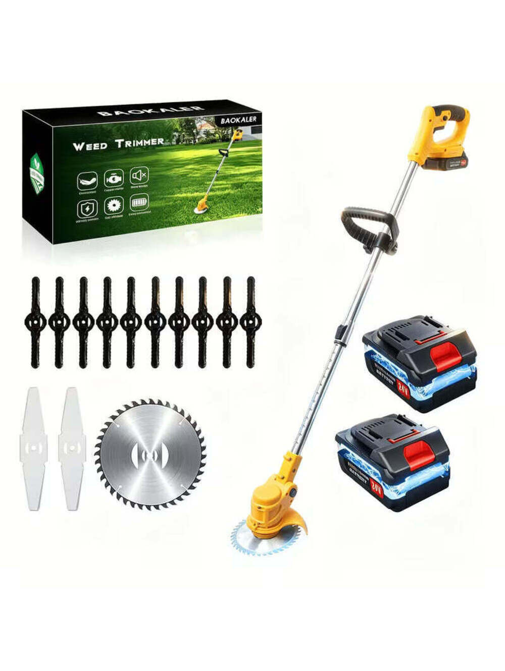 Lightweight 21V Cordless Electric Grass Trimmer, 11000 RPM Powerful Motor